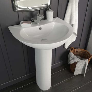 vidaXL Wastafel op voet vrijstaand 520x440x190 mm keramiek, Verzenden