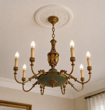 Lustre - Plaqué or, Bronze, Antiquités & Art