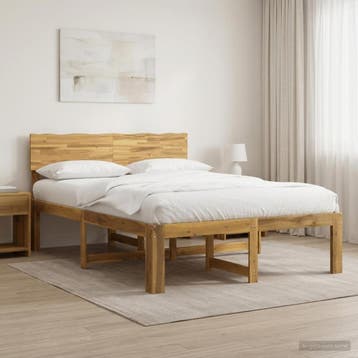 vidaXL Tweepersoonsbed met hoofdbord ROSTOCK Wit 160 x 200, Verzenden, Nieuw
