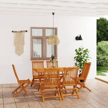 vidaXL 7-delige Tuinset massief teakhout, Tuin en Terras, Verzenden, Nieuw, Tuinset