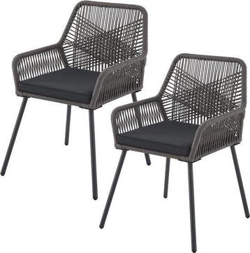 2dekans | Juskys – Kastos Tuinstoelen – Set Van 2 – 61 x 57, Tuin en Terras, Ophalen of Verzenden, Nieuw