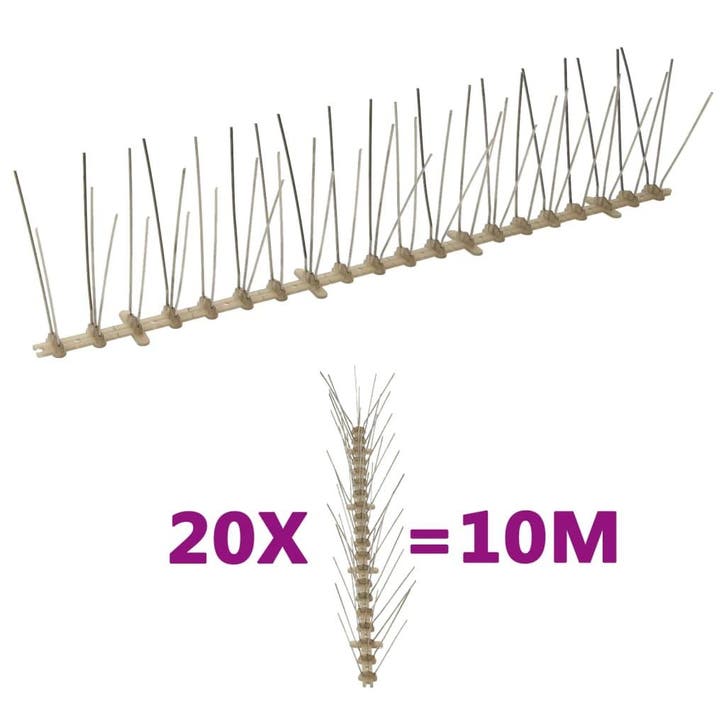 vidaXL Vogel- en duivenpinnen met 5 rijen 20 st 10 m, Jardin & Terrasse, Pesticides, Envoi