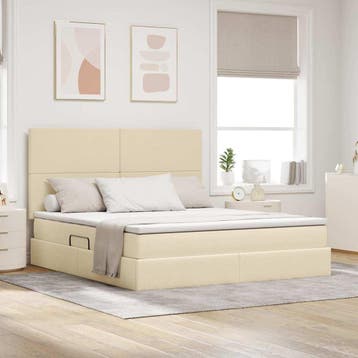 vidaXL Opslag bed met matras met hoofdeinde Crème 160 x 200, Verzenden, Nieuw