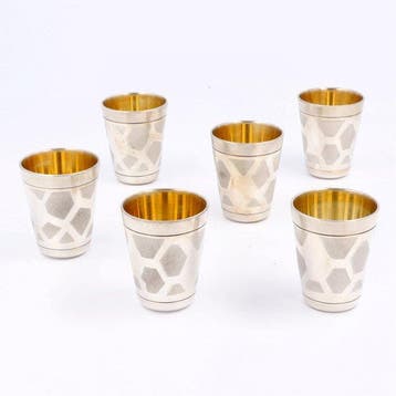Likeurkaraf met 6 bekertjes - Service à liqueur (7) - Argent