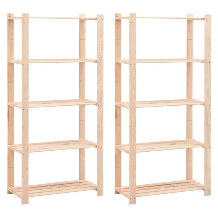 vidaXL Opbergrekken 5-laags 2 st 80x38x170 cm grenenhout 250, Huis en Inrichting, Kasten | Stellingkasten, Nieuw, Verzenden
