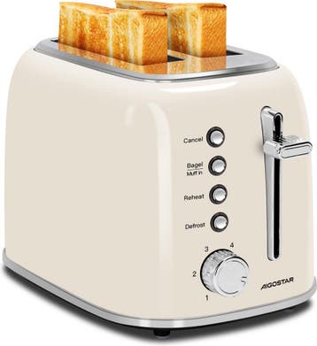 Broodrooster - Toaster - 2 sleuven - 800W - Beige - Aigostar, Verzenden, Nieuw