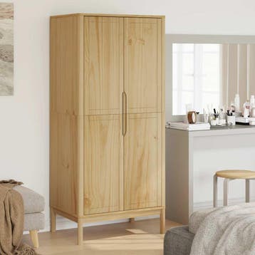 vidaXL Kledingkast FLORO 77x53x171 cm massief grenenhout, Verzenden