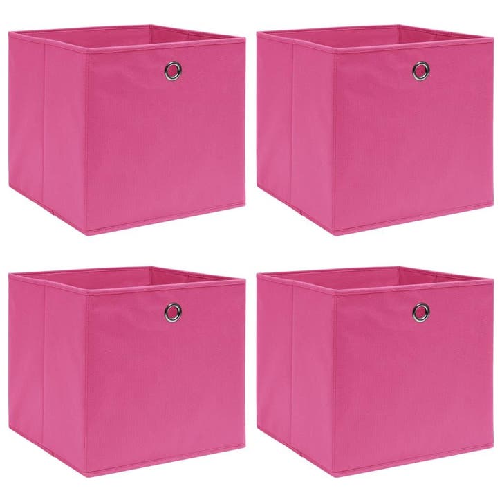 vidaXL Opbergboxen 4 st 32x32x32 cm stof roze, Doe-het-zelf en Bouw, Kratten en Dozen, Nieuw, Verzenden