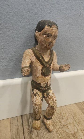 Oude rituele figuur van gepolychromeerd hout - Hout -