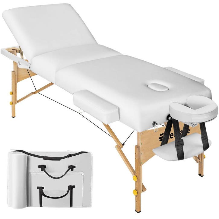 tectake 3 zones massagetafel Somwang 7,5cm matras en houten, Sports & Fitness, Produits de massage, Envoi