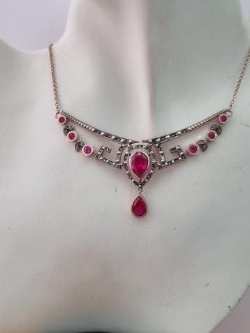 Sans prix de réserve - Collier - 9 carats Argent, Or rose, Handtassen en Accessoires, Kettingen, Nieuw