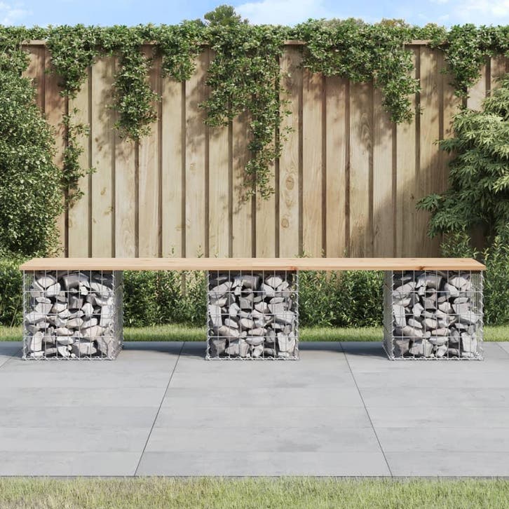 vidaXL Tuinbank Schanskorfontwerp 203x44x42 cm massief, Tuin en Terras, Tuinsets en Loungesets, Nieuw, Verzenden
