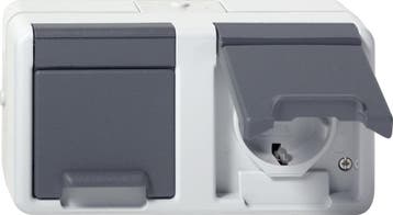 Prise Schuko Double Gira Avec Capot À Charnière IP44 Gris -, Bricolage & Construction, Verzenden