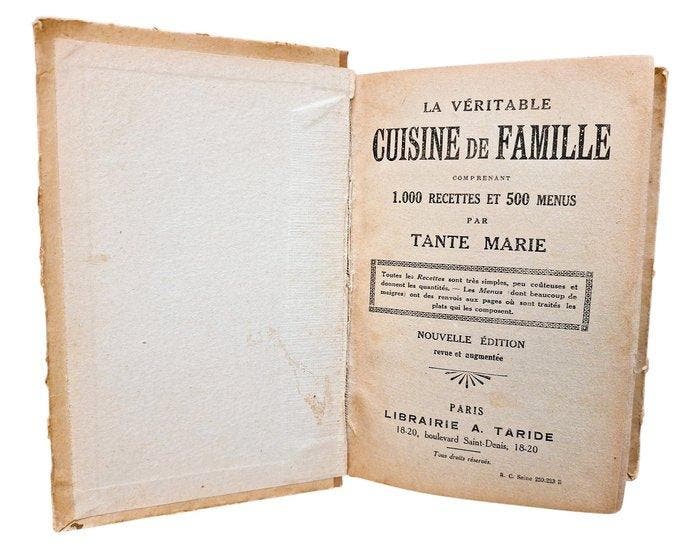 Tante Marie [Taride] - La Véritable Cuisine de Famille -, Antiquités & Art, Antiquités | Livres & Manuscrits