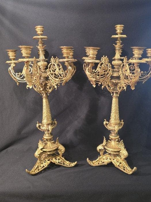 Kandelaber (2) - Verguld brons, Antiquités & Art, Antiquités | Meubles | Chaises & Canapés