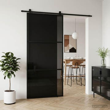 vidaXL Schuifdeur 102 x 205 cm Gehard glas en aluminium, Doe-het-zelf en Bouw, Verzenden, Nieuw