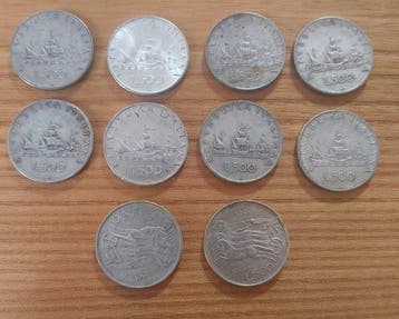 Italië, Republiek 500 Lire argento (10 monete) (Zonder