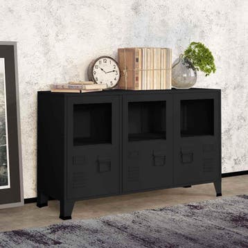 vidaXL Dressoir industrieel 105x35x62 cm metaal en glas, Huis en Inrichting, Verzenden, Nieuw