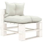 vidaXL Tuinmiddenbank met beige kussens pallet hout, Verzenden