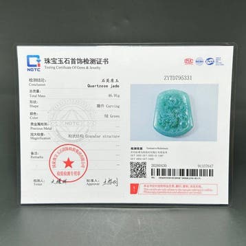 jade certifié Amulette de dragon en quartzise et jade —