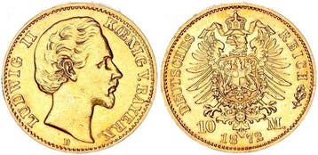 Duitse Keizerrijk Beieren München. Ludwig II. (1864-1886)., Postzegels en Munten