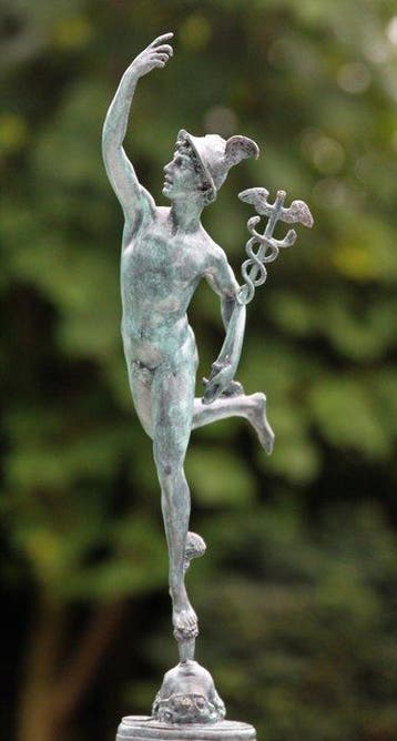 sculptuur, mercury - 43 cm - Brons, Marmer, Antiek en Kunst