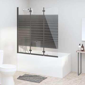 vidaXL Douchewand inklapbaar 3 panelen 130x130 cm ESG zwart, Verzenden