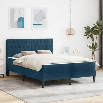 vidaXL Bedframe met matras met hoofdeinde Blauw 140 x 190 cm, Huis en Inrichting, Slaapkamer | Matrassen en Bedbodems, Verzenden