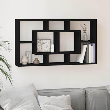 vidaXL Wandschap 8 vakken zwart, Verzenden