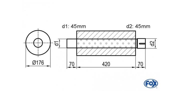FOX Universele demper rond met aansluitstuk - verwerking 556, Autos : Pièces & Accessoires, Systèmes d'échappement, Envoi
