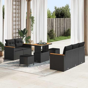 vidaXL Tuinbank Set 10 st 7-Aantal zitplaatsen Zwart poly, Verzenden