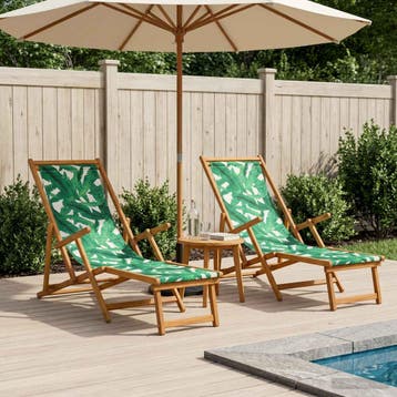 vidaXL Opvouwbare zonnebed 2 pcs 3 Positie Massief, Jardin & Terrasse, Chaises longues, Verzenden