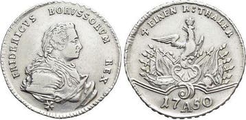 1/4 taler, daalder 1750 A Brandenburg-Preussen Pruisen Fr..., Verzenden, België