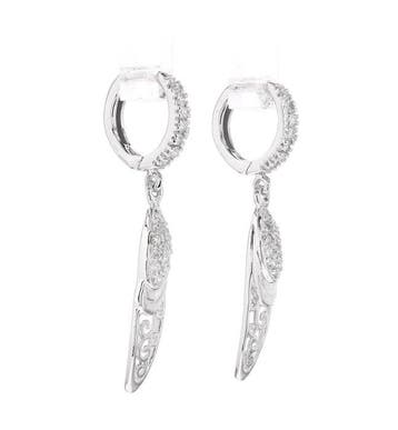 Huggie oorbellen - 14 karaat Witgoud - 0.31ct. tw. Diamant