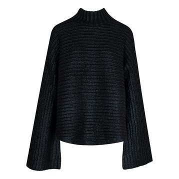 Frogbox • zwarte coated trui • 38, Maat 38/40 (M), Princess goes Hollywood, Verzenden, Zwart