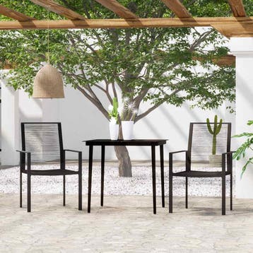 vidaXL 3-delige Tuinset zwart, Verzenden, Tuinset