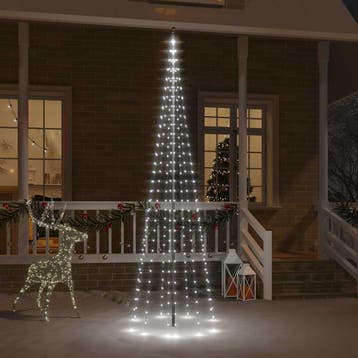 vidaXL Vlaggenmast kerstboom 310 LEDs koudwit 300 cm, Verzenden