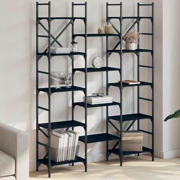 vidaXL Boekenkast 127,5x28,5x172,5 cm bewerkt hout zwart, Verzenden