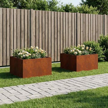 vidaXL Plantenbak 2 st Roestkleurig 100 x 100 x 40 cm, Verzenden, Nieuw