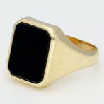 Bague - 14 carats Or jaune Onyx - Zegelring