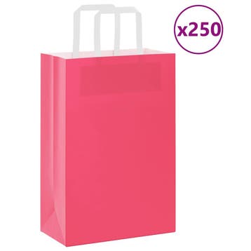 vidaXL Papieren zakken 250 st met hengsels 21x11x31 cm roze, Divers, Emballage cadeau, Verzenden