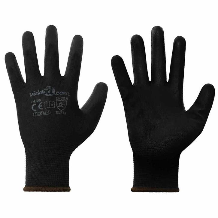 vidaXL Werkhandschoenen 24 pcs Zwart 8 / m Polyester, Tuin en Terras, Werkkleding, Nieuw, Verzenden