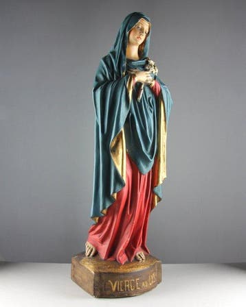 Parentani - Statue, Vierge au Lys - 66 cm - Plâtre, Antiquités & Art