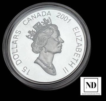 Canada. Elizabeth II. 15 Dollars 2001 - Año lunar con