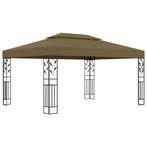 vidaXL Prieel met dubbel dak 180 g/m² 3x4 m taupe, Verzenden