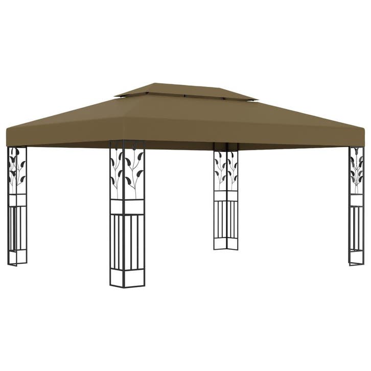 vidaXL Prieel met dubbel dak 180 g/m² 3x4 m taupe, Tuin en Terras, Partytenten, Nieuw, Verzenden