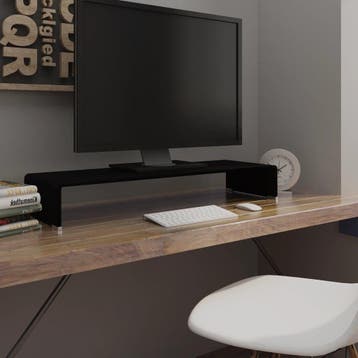 vidaXL Tv-meubel/monitorverhoger zwart 90x30x13 cm glas, Verzenden