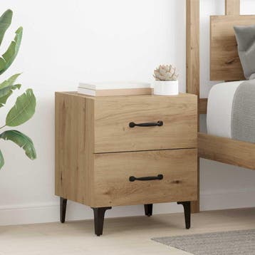 vidaXL Bedkast Artisan Eiken 40 x 35 x 47,5 cm Bewerkt hout, Verzenden