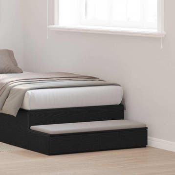 vidaXL Bedlades Zwart Eiken 75 x 36,5 x 16,5 cm Bewerkt hout, Verzenden, Nieuw