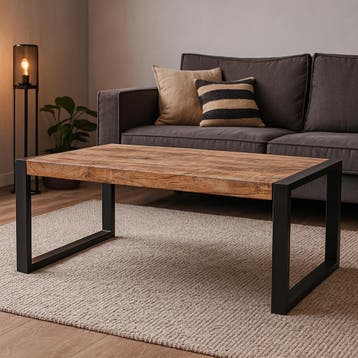 Salontafel Mangohout Britt 110 cm, Verzenden, Nieuw, Industriële meubels, Overige vormen